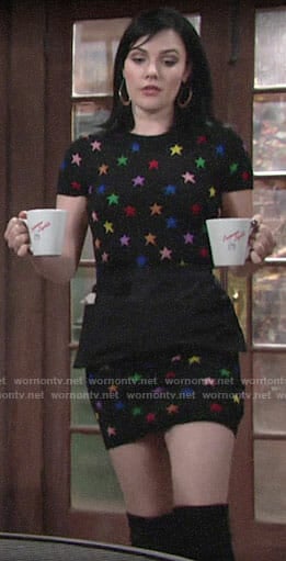 Tessa’s rainbow star print dress on The Young and the Restless