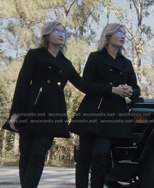 The Frost Sisters' black double breasted coat on The Gifted