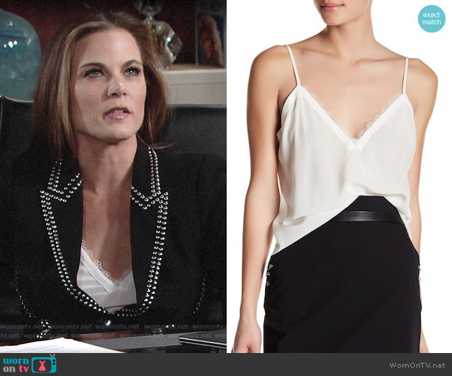 The Kooples Lace Trim Crepe de Chine Silk Camisole worn by Phyllis Newman (Gina Tognoni) on The Young & the Restless