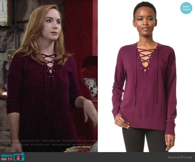 The Kooples Lace-up Pullover worn by Mariah Copeland (Camryn Grimes) on The Young and the Restless