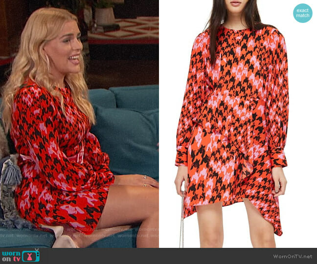 Topshop Houndstooth Asymmetrical Dress worn by Busy Philipps  on Busy Tonight