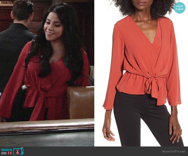 Topshop Tiffany Asymmetrical Blouse worn by Mia Rosales (Noemi Gonzalez) on The Young and the Restless