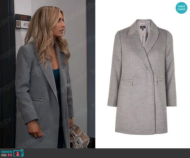 Topshop Zip Grey Coat worn by Josslyn Jacks (Eden McCoy) on General Hospital