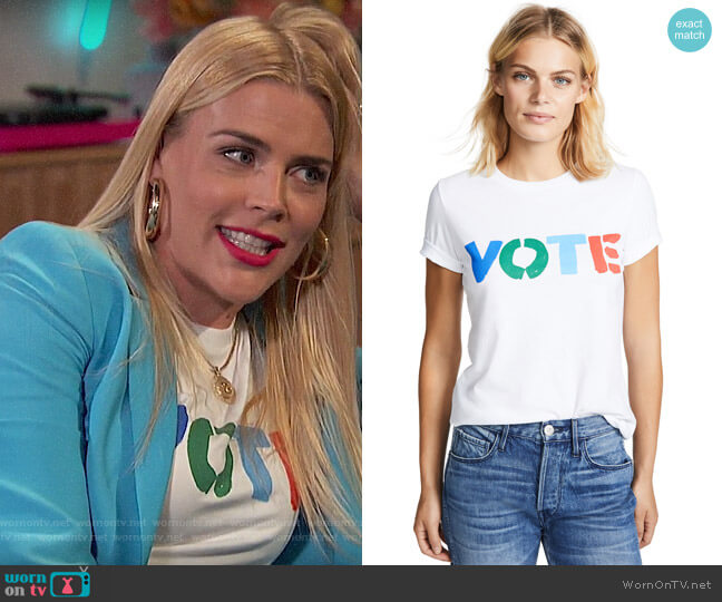 Tory Burch Vote Tee worn by Busy Philipps  on Busy Tonight