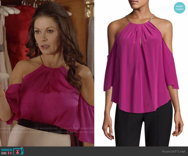 Trina Turk Audree Top worn by Vicki Ellis (Catherine Zeta-Jones) on Queen America