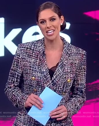 Abby’s tweed double breasted blazer on The View