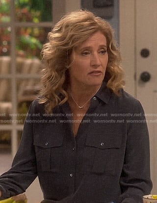 Vanessa’s black button down shirt on Last Man Standing