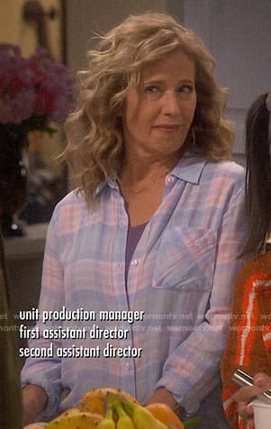 Vanessa’s blue and pink plaid shirt on Last Man Standing