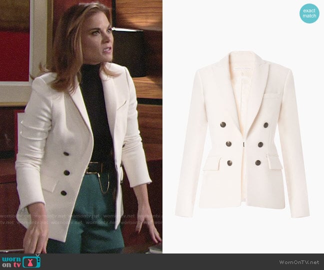 Veronica Beard Peninsula Faux Double Breasted Blazer worn by Phyllis Newman (Gina Tognoni) on The Young and the Restless