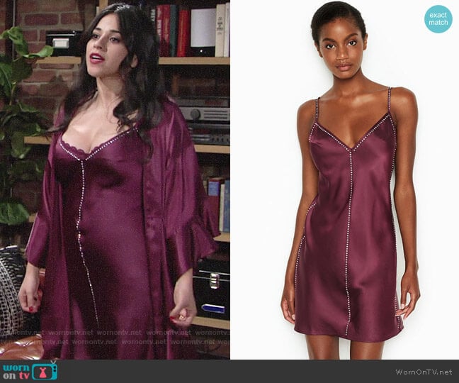 Victorias Secret Satin & Rhinestone Slip worn by Mia Rosales (Noemi Gonzalez) on The Young and the Restless