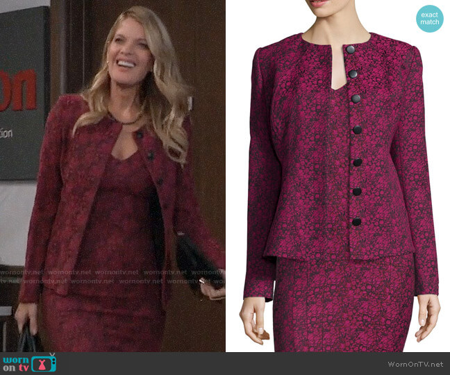 ZAC Zac Posen Bell Printed Tailored Jacket worn by Nina Reeves (Michelle Stafford) on General Hospital