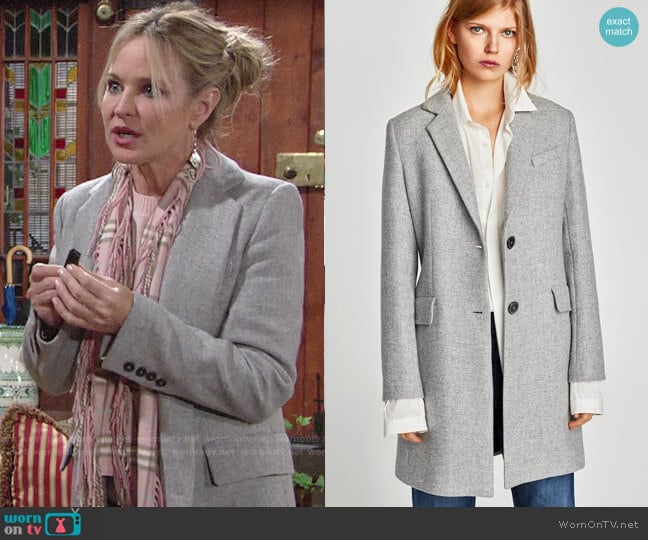 Zara Coat with Shoulder Pads worn by Sharon Newman (Sharon Case) on The Young and the Restless