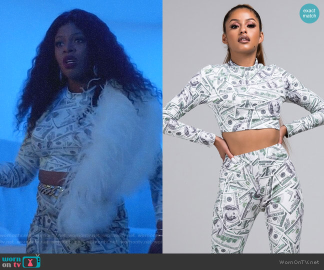 Take Me Out Money Print Crop Top by Shop Akira worn by Porsha Taylor (Ta'Rhonda Jones) on Empire