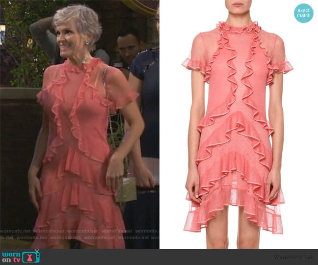 Fluid Ruffle On Lace Sheer Mini Dress by Alexander McQueen worn by Claire (Amber Stevens West) on Happy Together