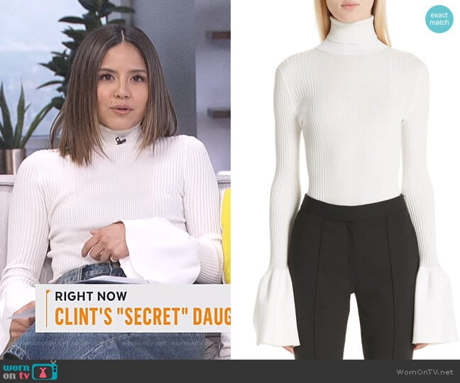 Flare Cuff Ribbed Sweater by Alexander Wang worn by Erin Lim on E! News