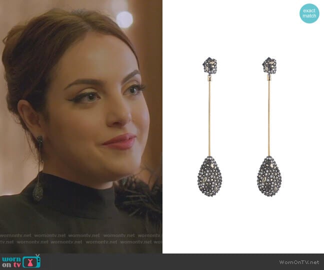 Pavé Teardrop Post Earrings by Alexis Bittar worn by Fallon Carrington (Elizabeth Gillies) on Dynasty