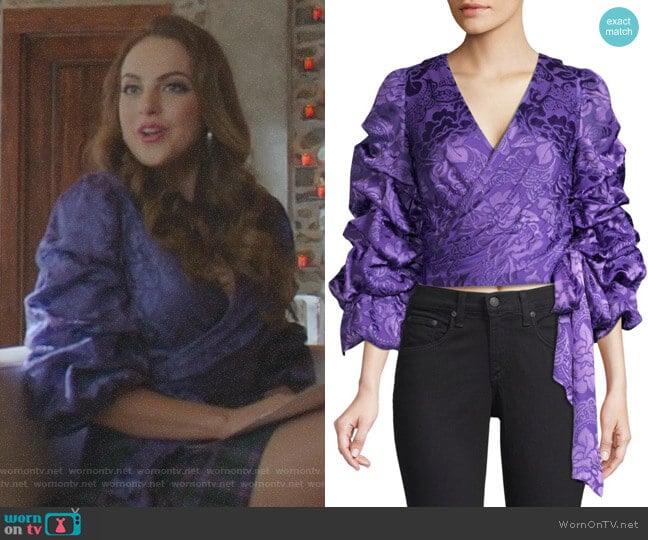 Dominica Top by Alice + Olivia worn by Fallon Carrington (Elizabeth Gillies) on Dynasty