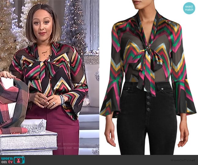 Merideth Top by Alice + Olivia worn by Tamera Mowry on The Real