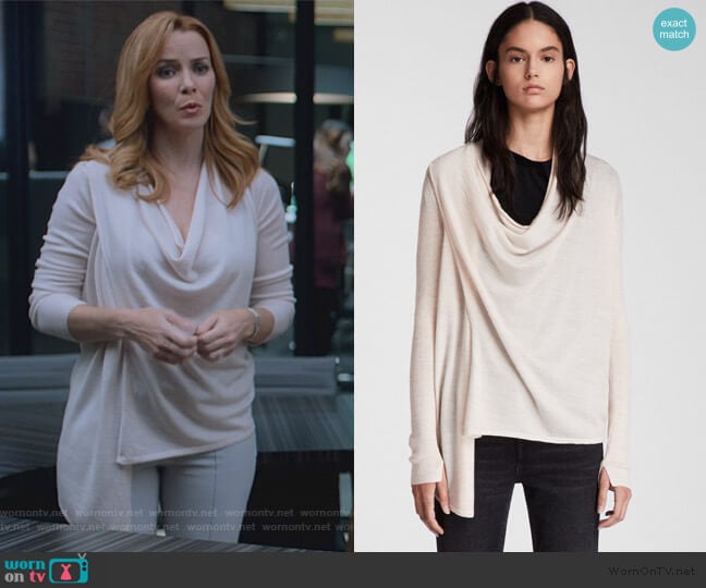 Drina Ribbed Cardigan by All Saints worn by Leslie Dean (Annie Wersching) on Marvels Runaways