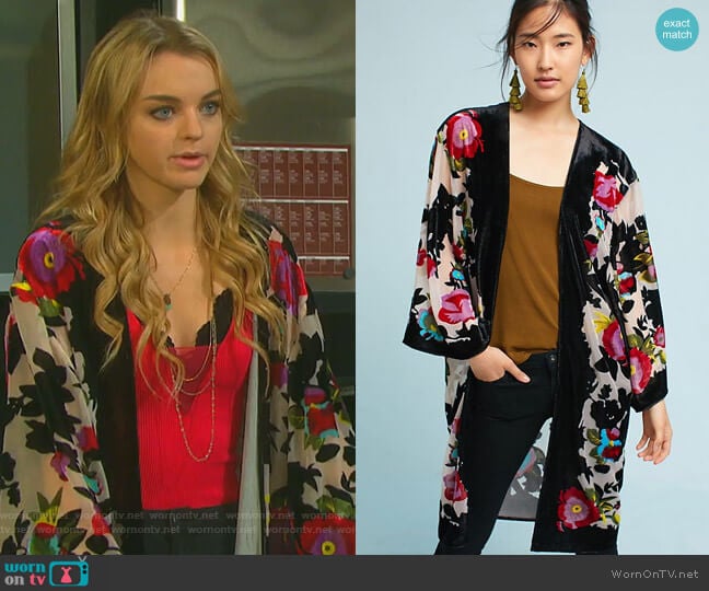 Peyton Kimono by Anthropologie worn by Claire Brady (Olivia Keegan) on Days of our Lives