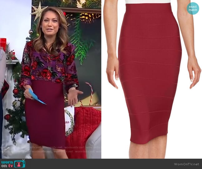 Leger Skirt by Bcbgmaxazria worn by Ginger Zee on Good Morning America