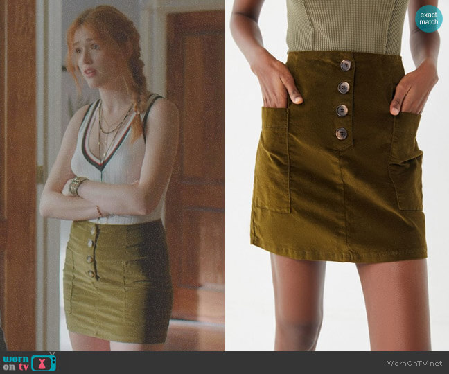 Kendri Uncut Corduroy Mini Skirt by BDG worn by Kirby Anders (Maddison Brown) on Dynasty