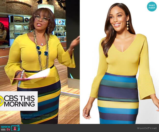 Bell Sleeve Sweater Pull On Pencil Skirt by New York & Company worn by Gayle King  on CBS Mornings