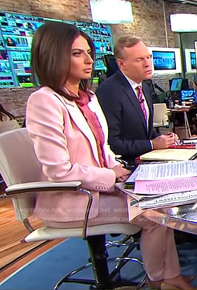 Bianna's pink suit and pleated blouse on CBS This Morning