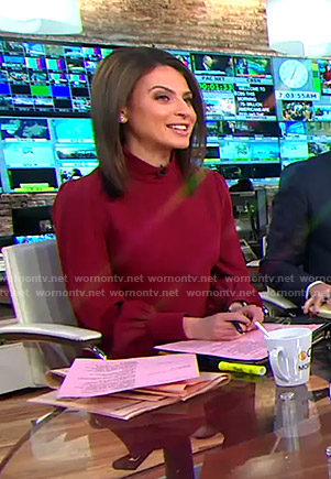 Bianna’s red mock neck dress on CBS This Morning