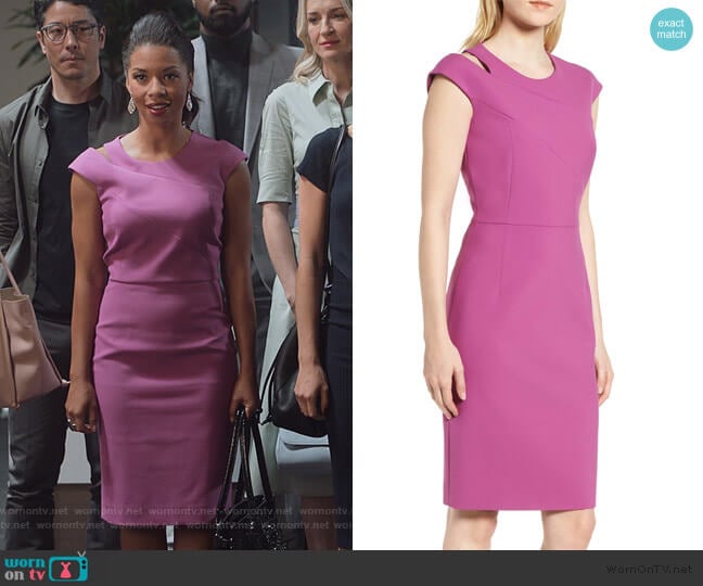 Danouk Ponte Sheath Dress by BOSS worn by Catherine Wilder (Angel Parker) on Marvels Runaways