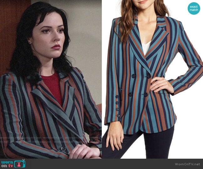 Chelsea28 Stripe Blazer worn by Tessa Porter (Cait Fairbanks) on The Young and the Restless