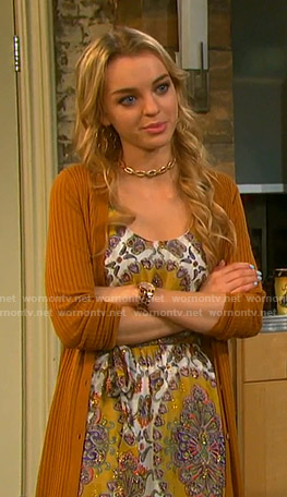 Claire’s white and yellow printed maxi dress on Days of our Lives