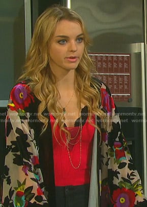 Claire's white floral kimono on Days of our Lives