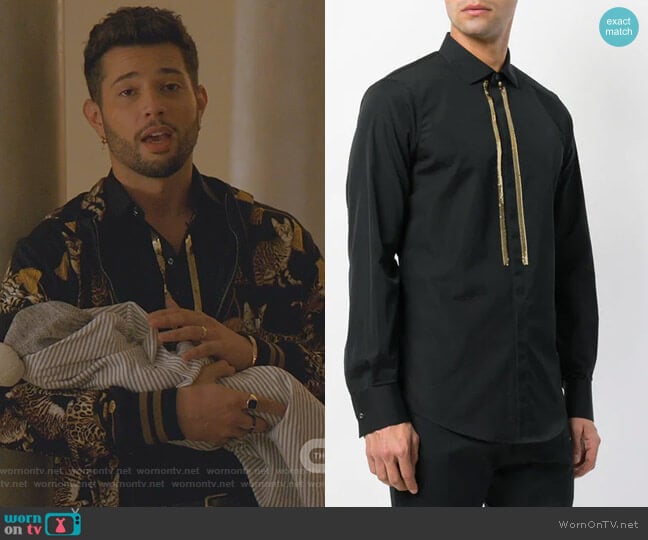 Sequin Embellished Shirt by Dsquared2 worn by Sam Flores (Rafael de la Fuente) on Dynasty