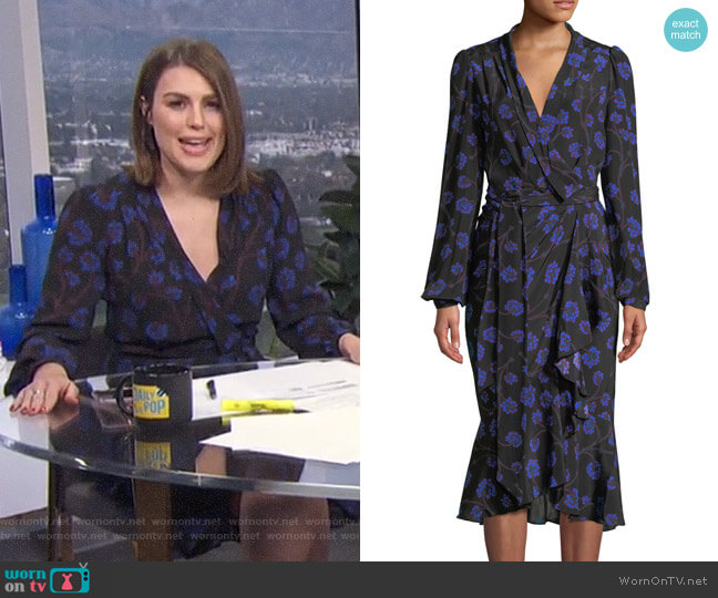 WornOnTV: Carissa’s black floral wrap dress on E! News Daily Pop ...