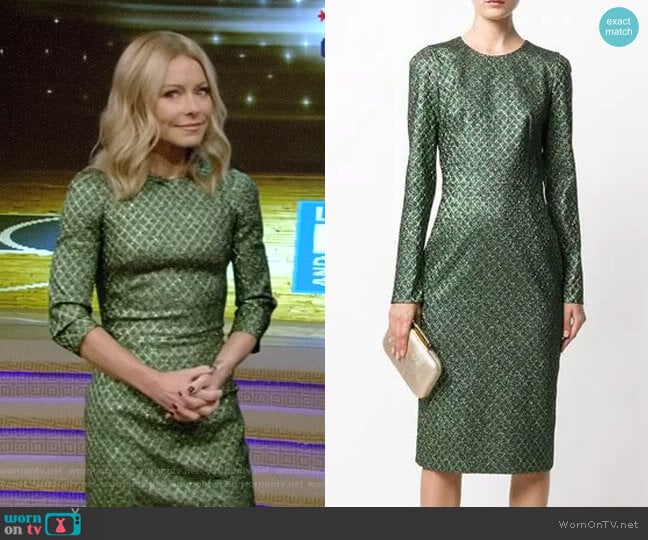 Metallic Jacquard Dress by Dolce & Gabbana worn by Kelly Ripa on Live with Kelly and Mark