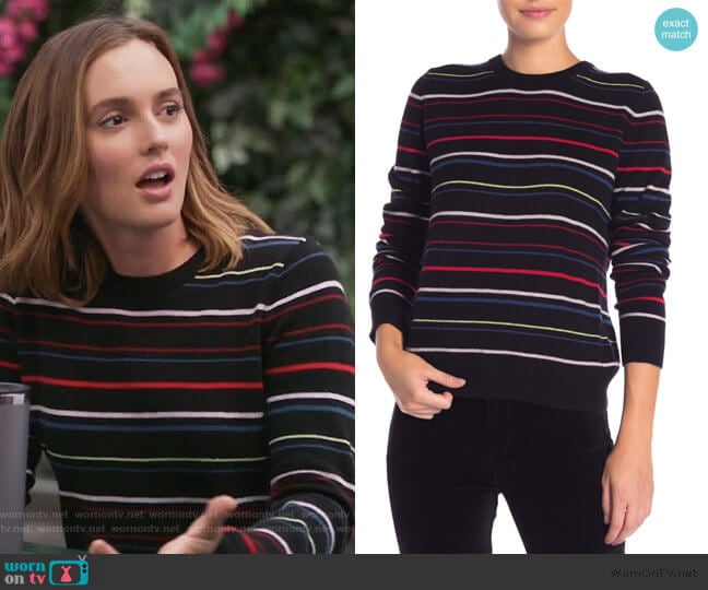 Shirley Stripe Cashmere Sweater by Equipment worn by Angie (Leighton Meester) on Single Parents