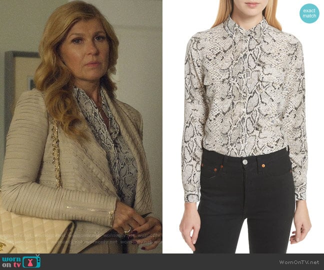 Slim Signature Python Print Shirt by Equipment worn by Debra Newell (Connie Britton) on Dirty John