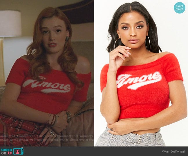 Fuzzy Amore Graphic Crop Top by Forever 21 worn by Kirby Anders (Maddison Brown) on Dynasty