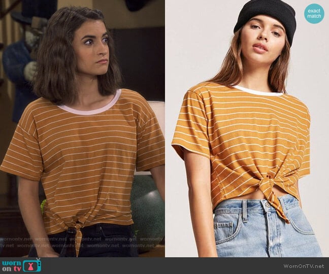 WornOnTV: Ramona’s orange striped tie front tee on Fuller House | Soni ...