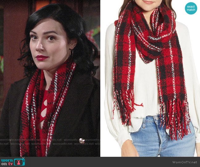 Free People Emerson Plaid Scarf worn by Tessa Porter (Cait Fairbanks) on The Young and the Restless