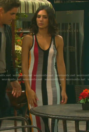 Gabi's multicolor striped dress on Days of Our Lives