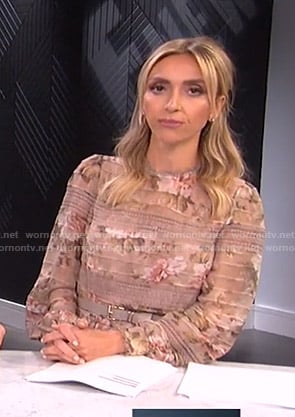 Giuliana’s pink floral lace inset romper on E! News