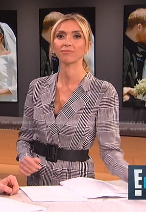 Giuliana’s grey plaid blazer dress on E! News