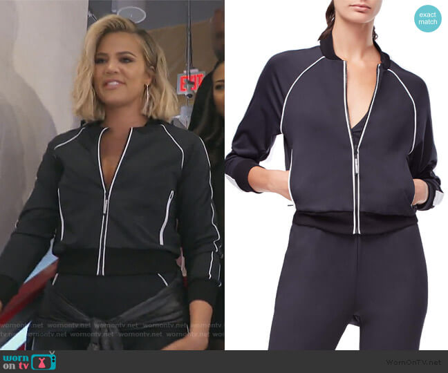 Piped Bomber Jacket by Good American worn by Khloe Kardashian on Keeping Up with the Kardashians