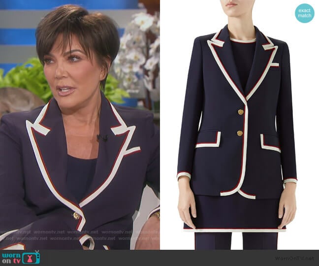 Peak Lapel Stretch Cady Blazer by Gucci worn by Kris Jenner on Keeping Up with the Kardashians