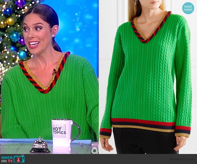 Lurex-trimmed cable-knit sweater by Gucci worn by Abby Huntsman on The View