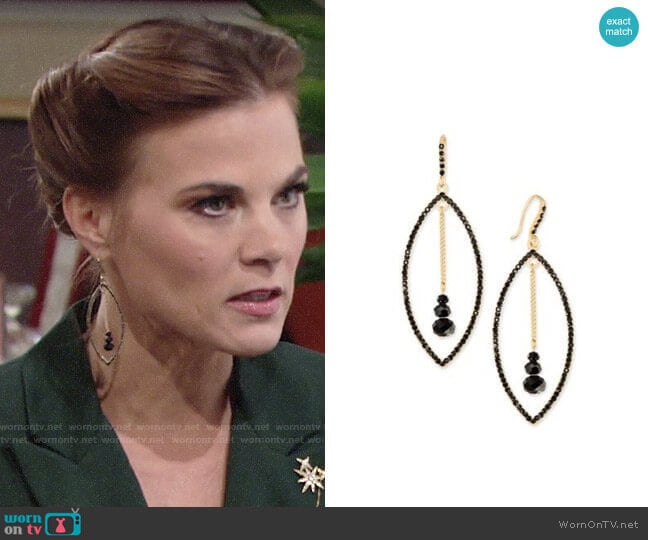 INC International Concepts Gold-Tone Stone Orbital Drop Earrings worn by Phyllis Newman (Gina Tognoni) on The Young and the Restless