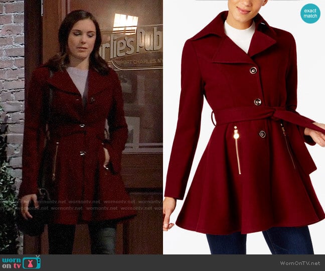 INC International Concepts Skirted Walker Coat worn by Willow Tait (Katelyn MacMullen) on General Hospital