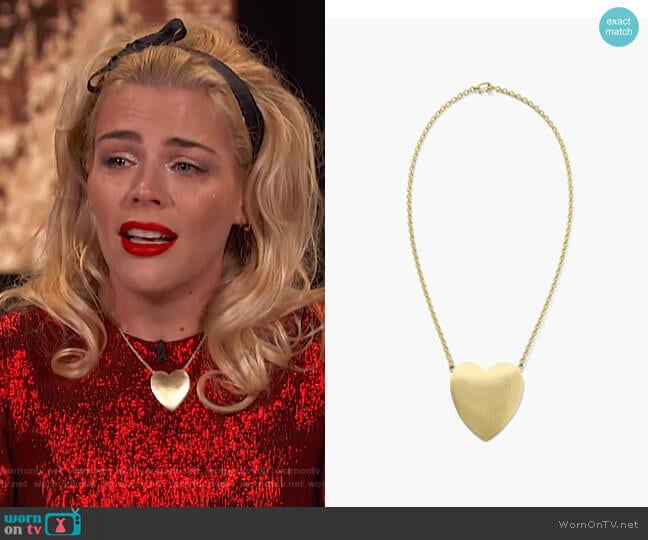 Extra Large Flat Heart Necklace by Irene Neuwirth worn by Busy Philipps on Busy Tonight